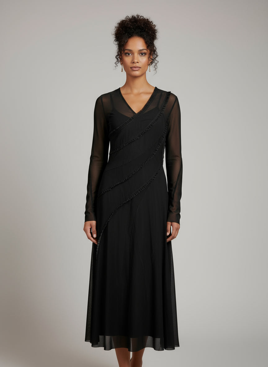 n-denmark-agna-kleid-schwarz-semitransparent-m-mit-unterkleid image 1
