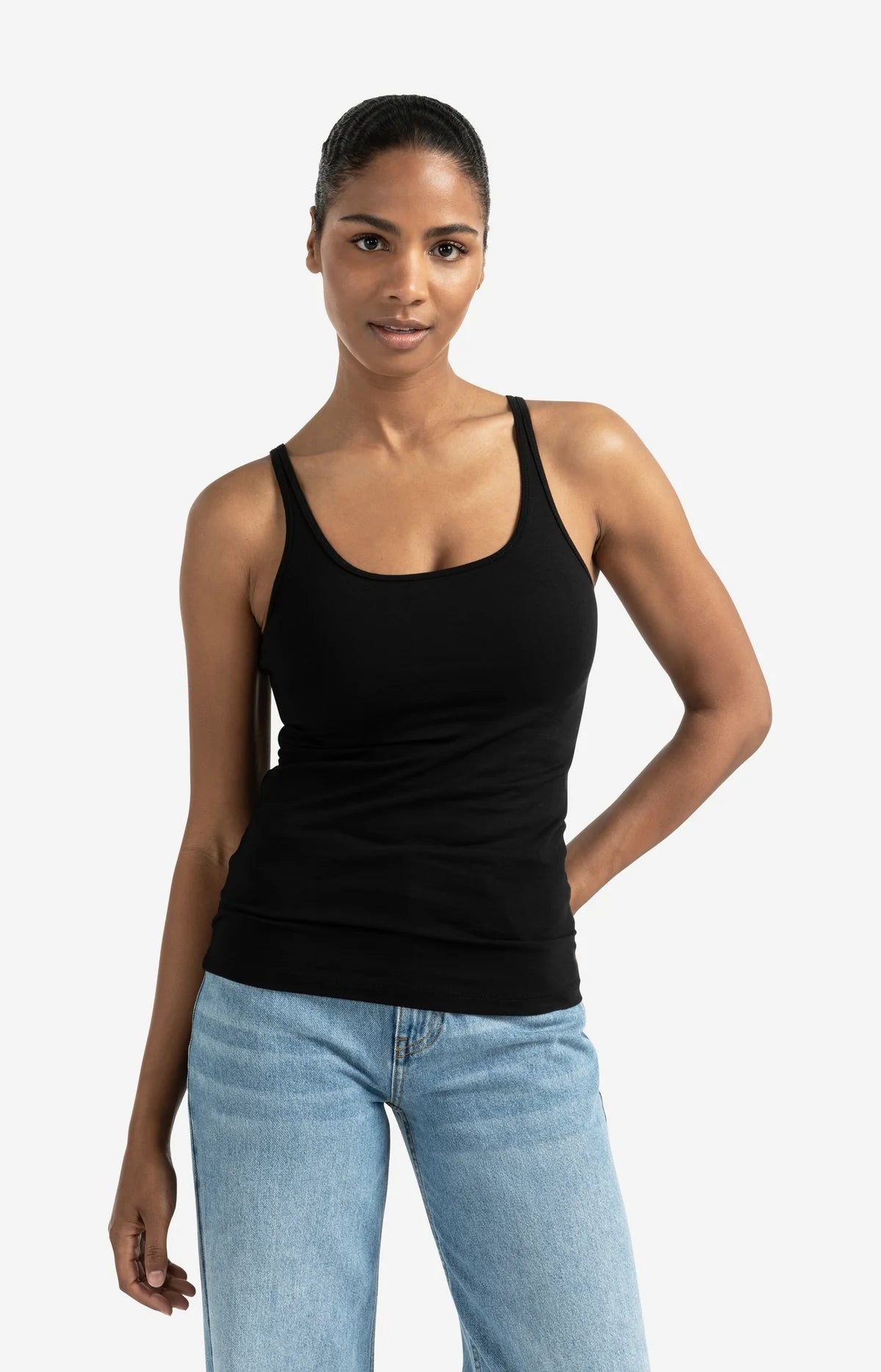 yaya-basic-baumwoll-tr-gertop-top-schwarz-baumwollstretch image 1