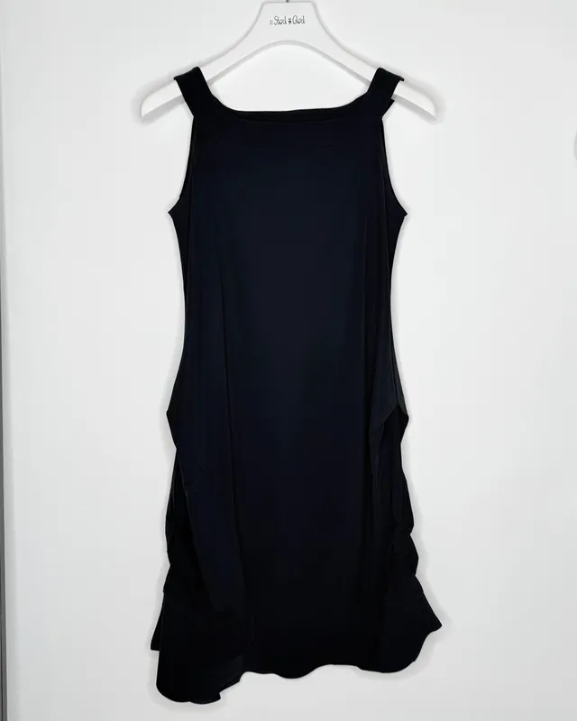 kalliope-midikleid-schwarz-raffung-elastisches-damenkleid image 1