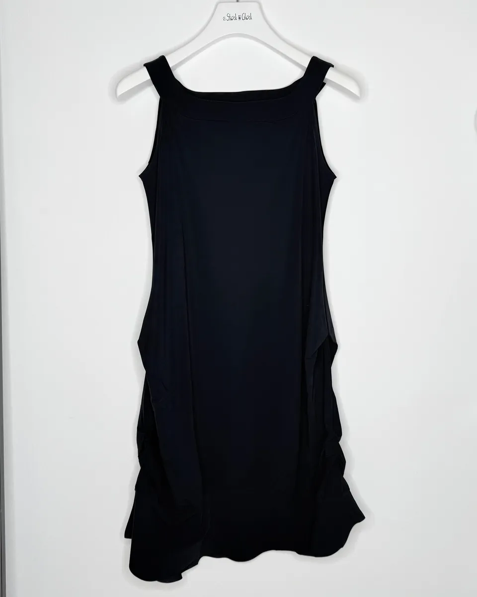 kalliope-midikleid-schwarz-raffung-elastisches-damenkleid image 1