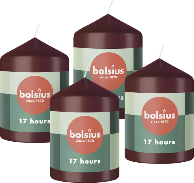 bolsius-essentials-stumpenkerzen-bordeauxrot-8x6cm-4er image 1