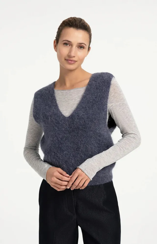 yaya-alpaka-pullunder-v-ausschnitt-grau-melange-gr-m image 1