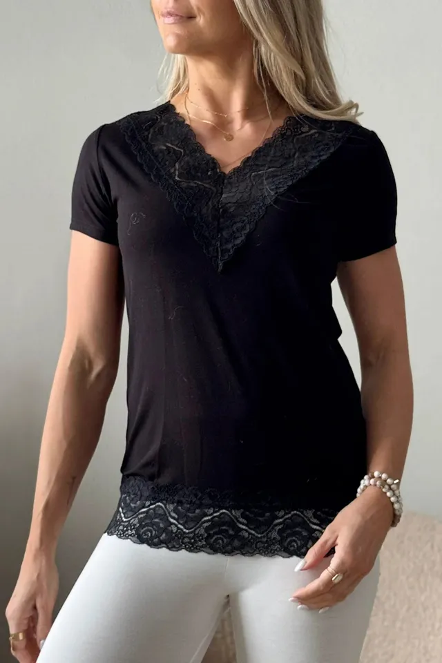 bypias-elodie-bambus-t-shirt-damen-schwarz-spitze-m image 1