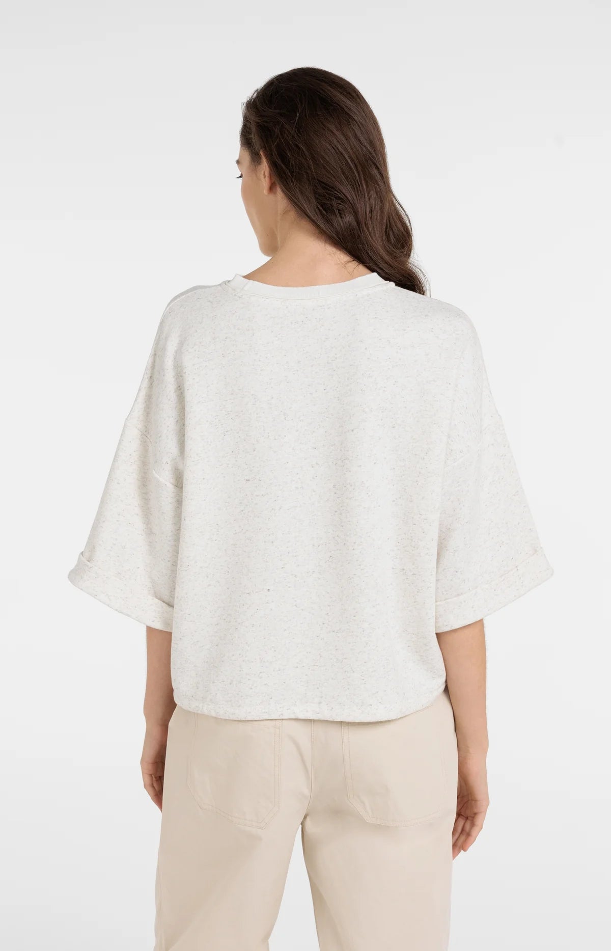 yaya-kurzarm-sweatshirt-mit-tunnelzug-sweatshirt-ivory-white-melange image 4