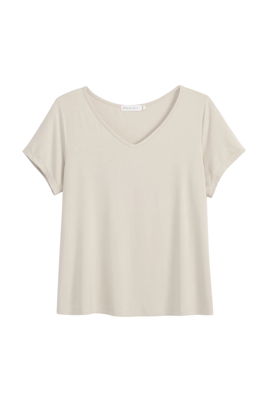 bypias-daily-bambus-t-shirt-damen-beige-v-ausschnitt image 4