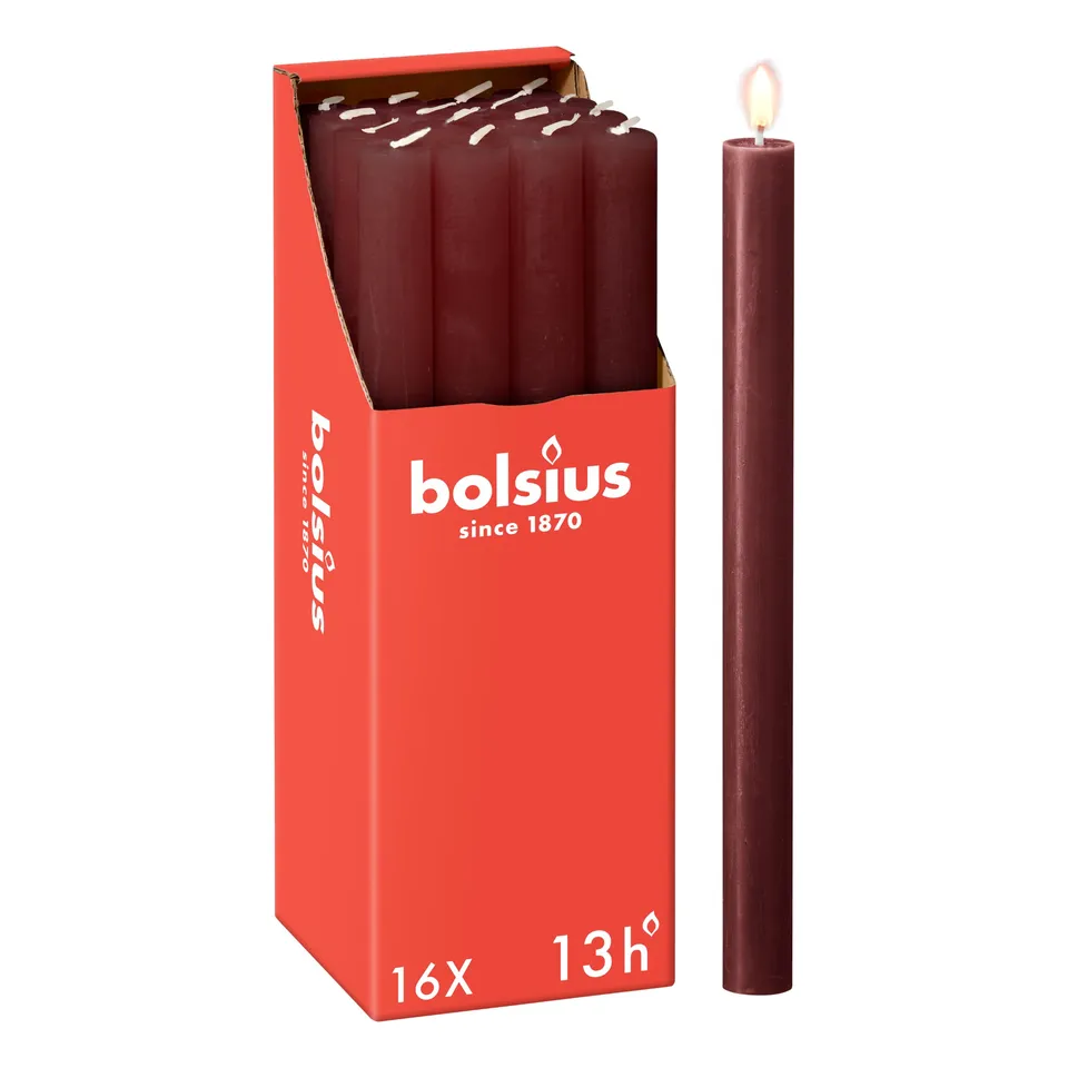 bolsius-rustik-stabkerzen-bordeauxrot-16-st-ck-27cm-13h-unparf-miert image 1