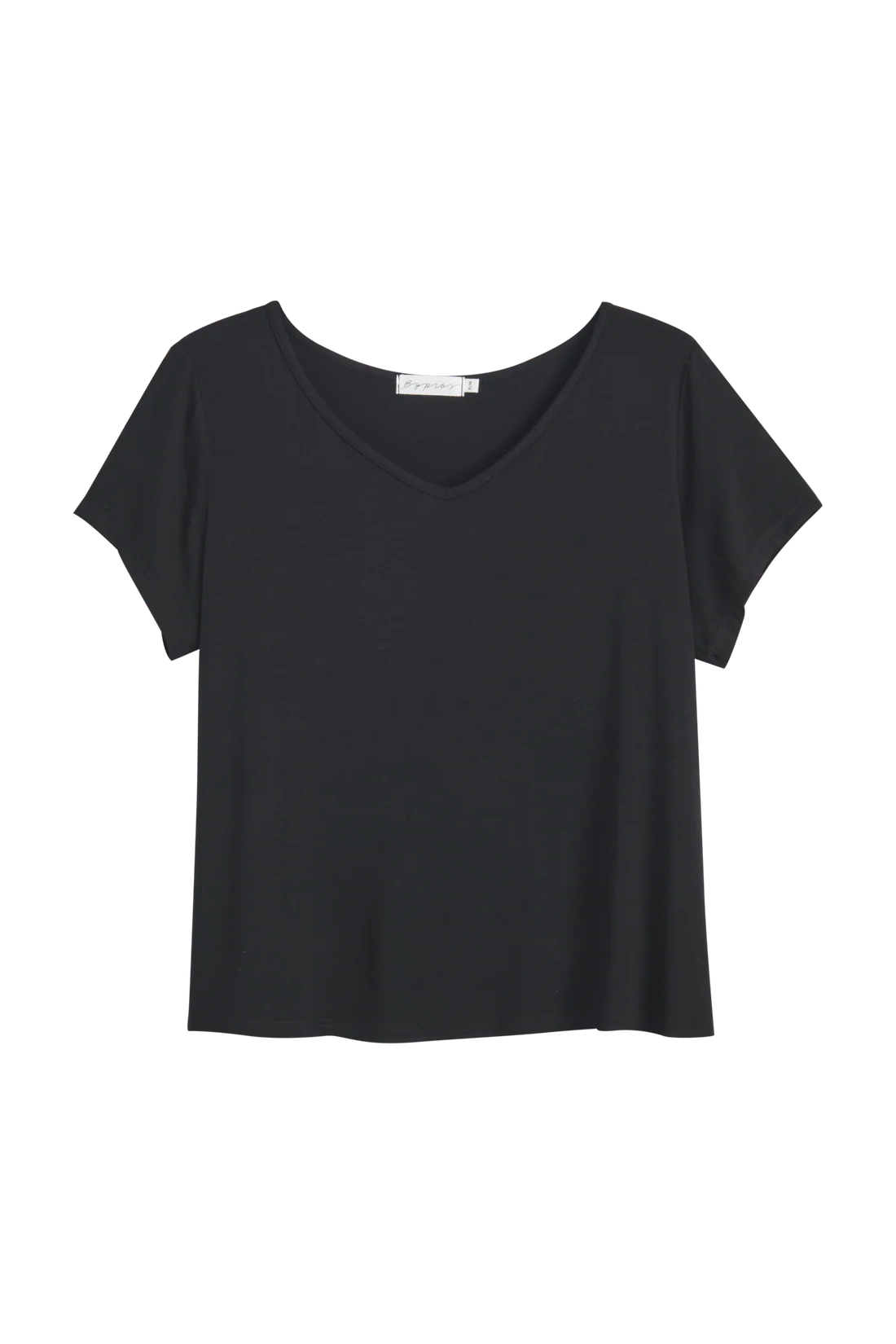 bypias-daily-bambus-t-shirt-damen-schwarz-s-m-v-ausschnitt image 4