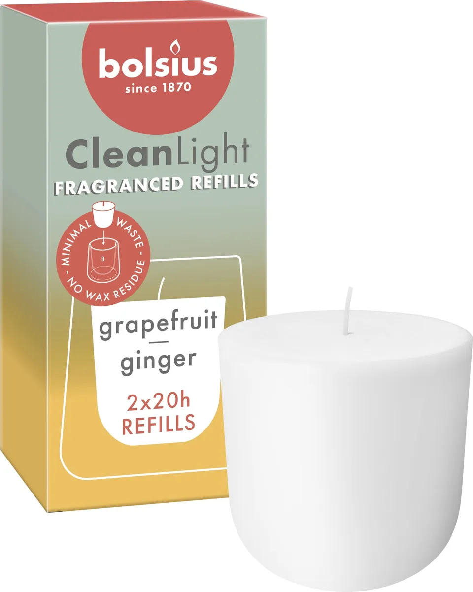 bolsius-cleanlight-duftkerze-grapefruit-ingwer-2stk-20h image 1