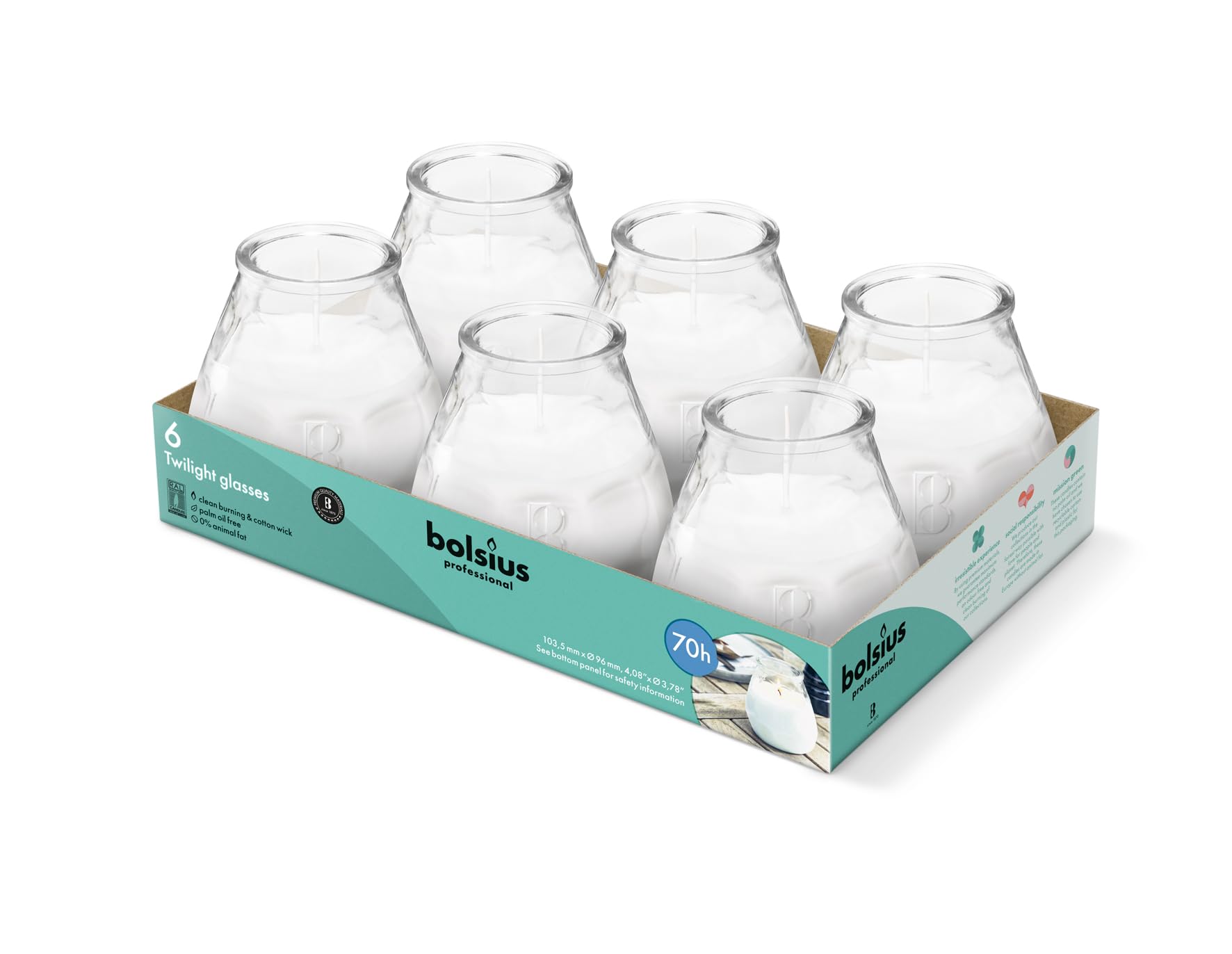 bolsius-true-citronella-outdoorkerze-glas-transparent-6-st-ck-70h image 1