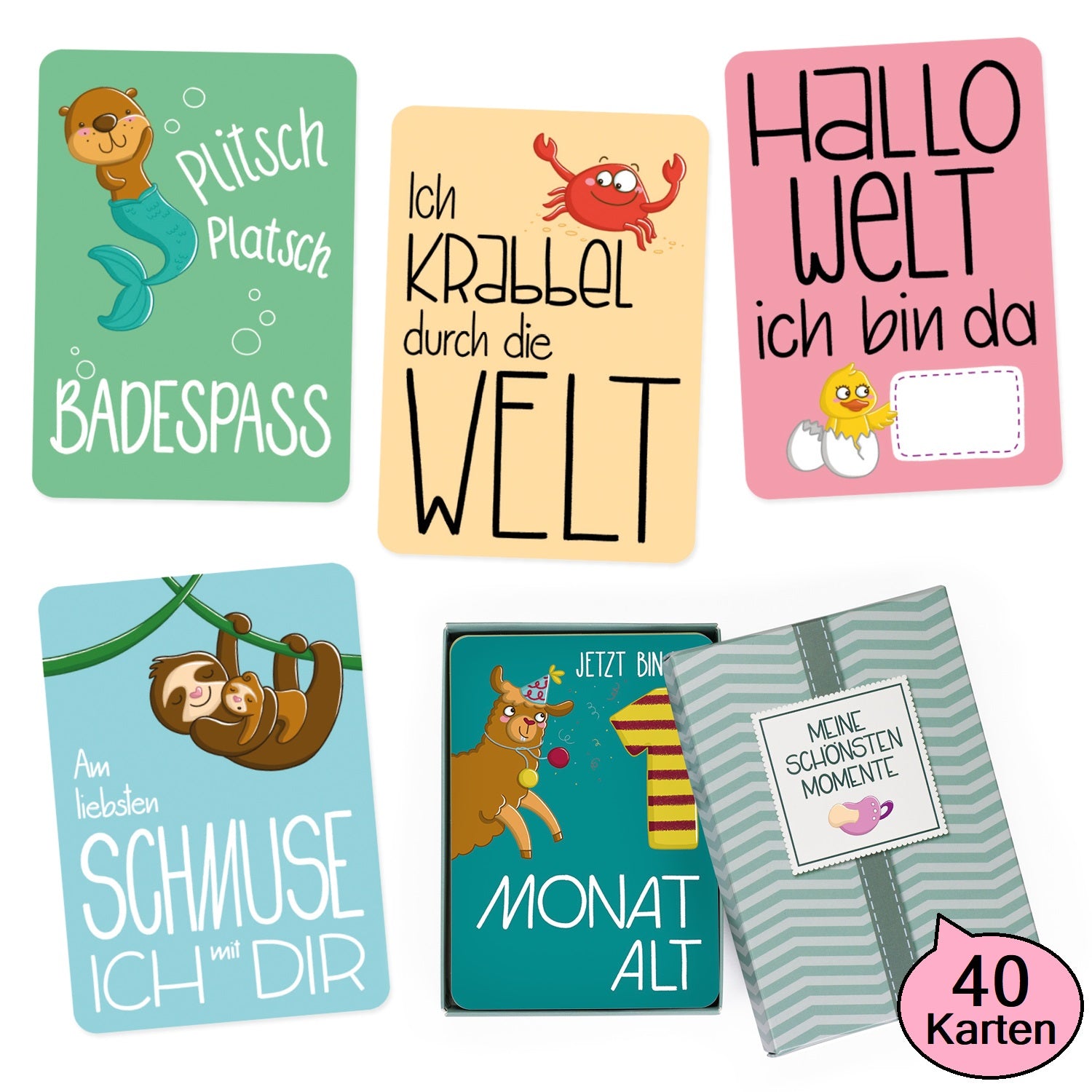 gl-ckswolke-meilensteinkarten-baby-m-dchen-fotokarten-40-karten-a6 image 1