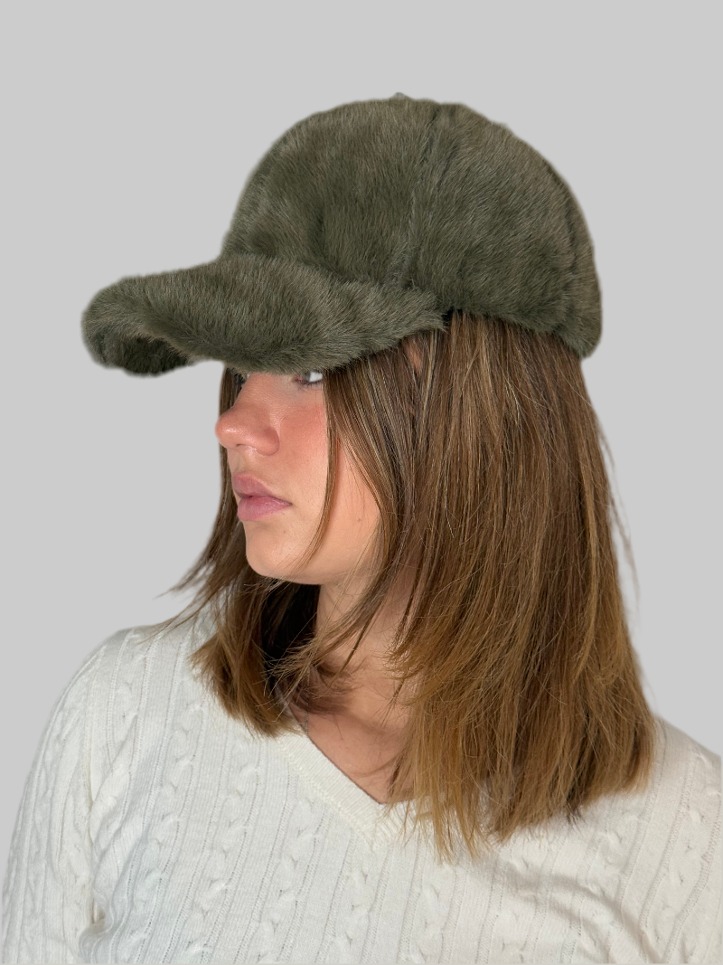 ein-st-ck-vom-gl-ck-kunstfell-baseball-cap-dunkelgr-n-damen image 2